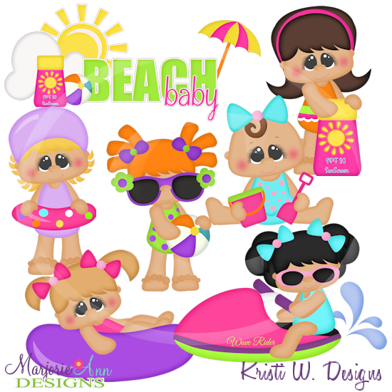 Beach Fun Girls Cutting Files-Includes Clipart - Click Image to Close